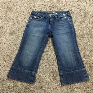 Refuge Premium Women's Jeans Capris 11 Back Pocket Flaps Wide Leg